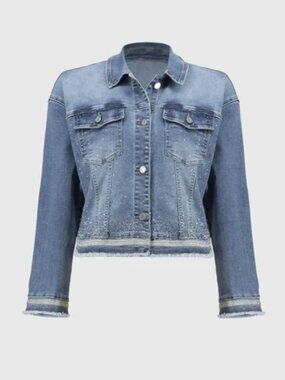 Joseph Ribkoff Stretch Denim Jacket with Embroidery and Bling